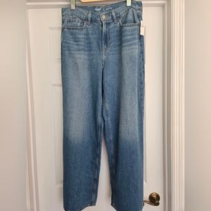 NWT- Old Navy Light Blue Denim Jeans- High Rise- Baggy Wide Leg- Women 10